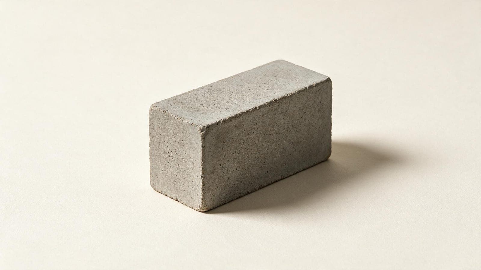 A stock brick, grey concrete, photographed against a plain backdrop